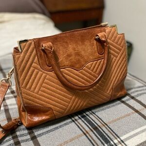 Rebecca Minkoff Cognac Tan Quilted Satchel